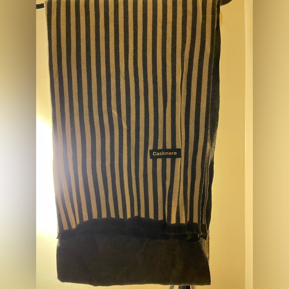 Cashmere Striped Black and Cream Scarf